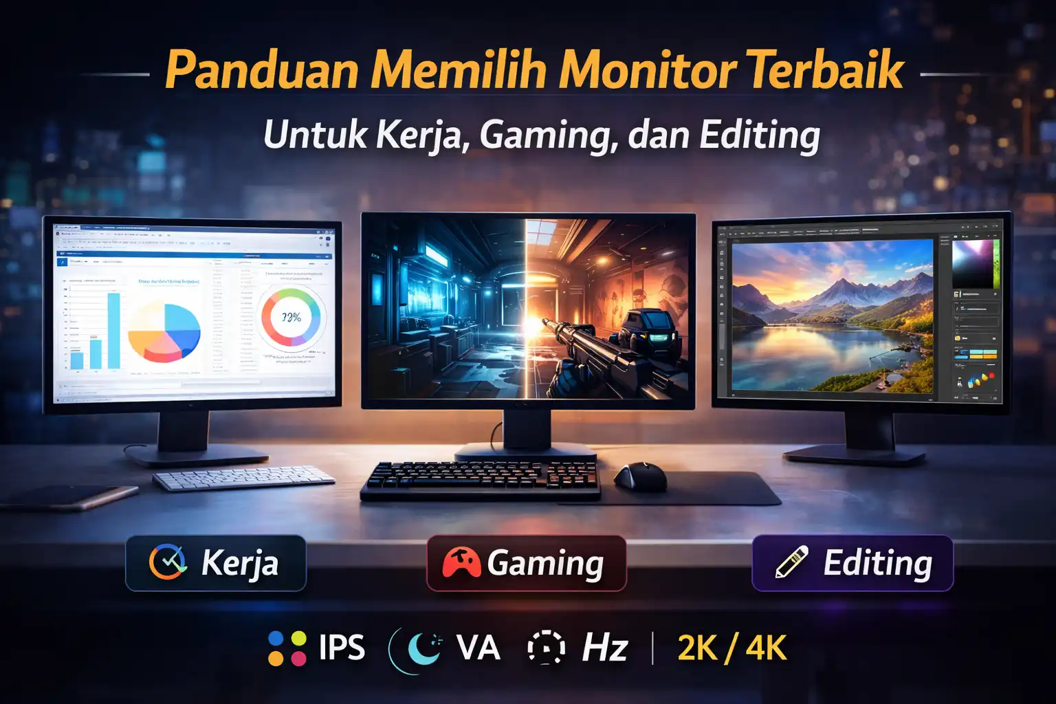 Penjelasan Monitor Terbaik untuk Kerja, Gaming, dan Editing: Panduan Memilih yang Tepat Biar Nggak Salah Beli