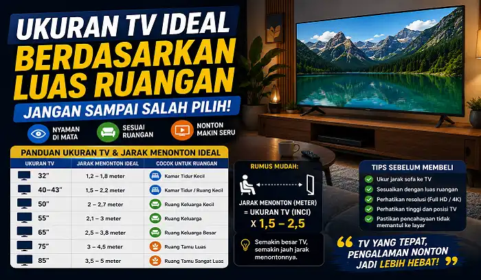 Ukuran TV Ideal Berdasarkan Luas Ruangan, Biar Nonton Makin Nyaman