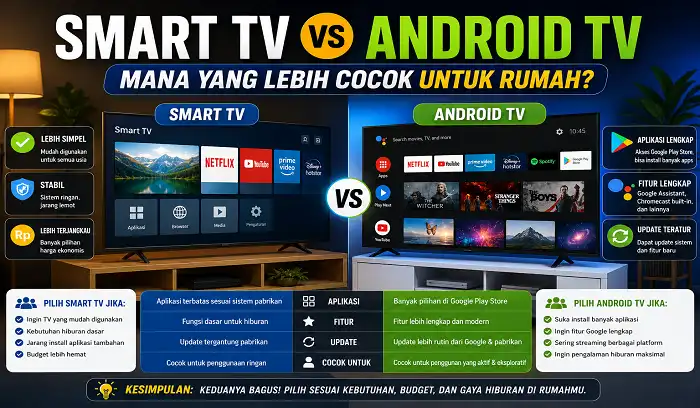 Smart TV vs Android TV: Mana yang Lebih Cocok Buat Rumah? Jangan Salah Pilih!